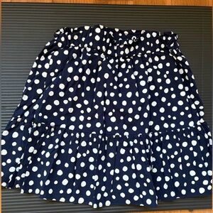 LOFT Tiered Navy Polka Dot Skirt